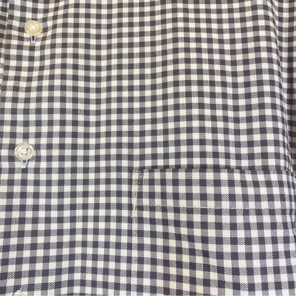 Van Heusen Flex Men's size 17.5 long sleeve button up shirt black white gingham - Picture 5 of 7